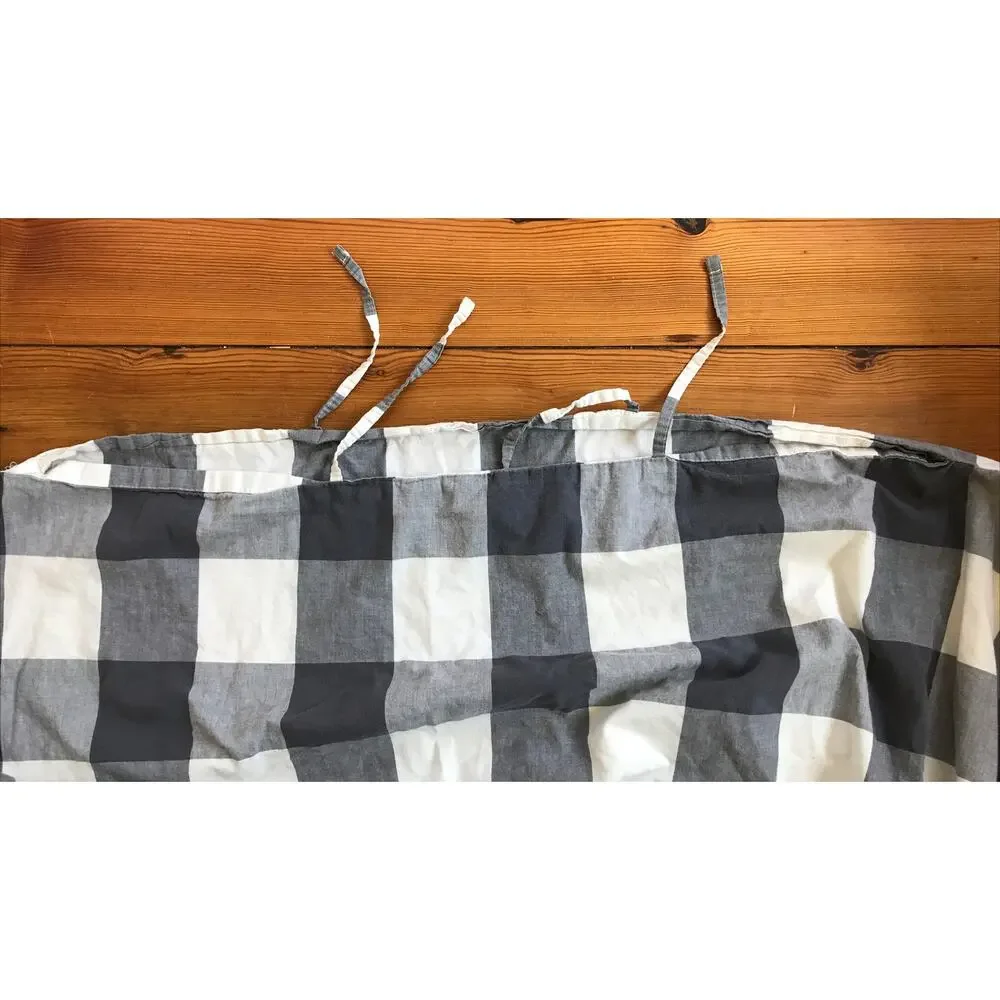 IKEA Emmie Ruta Gray Check Reversible Buffalo Plaid Stripe TWIN Duvet Cover